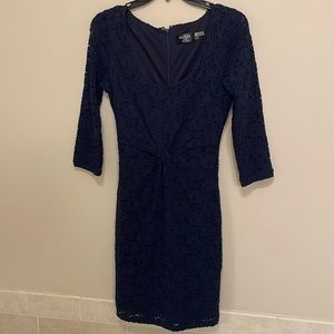 GUESS Navy Blue-  3/4 sleeves- Lacy Midi Dress